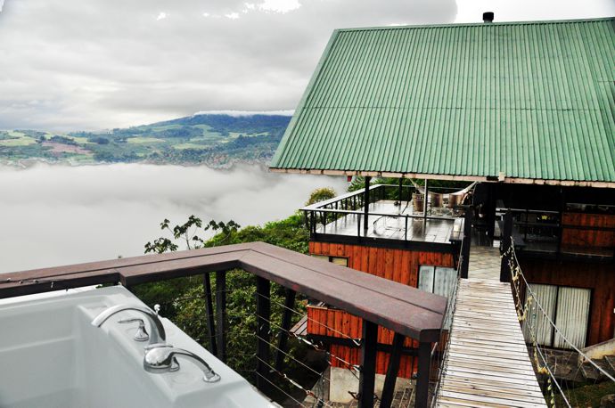Volare view from hot tub with clouds rising from below